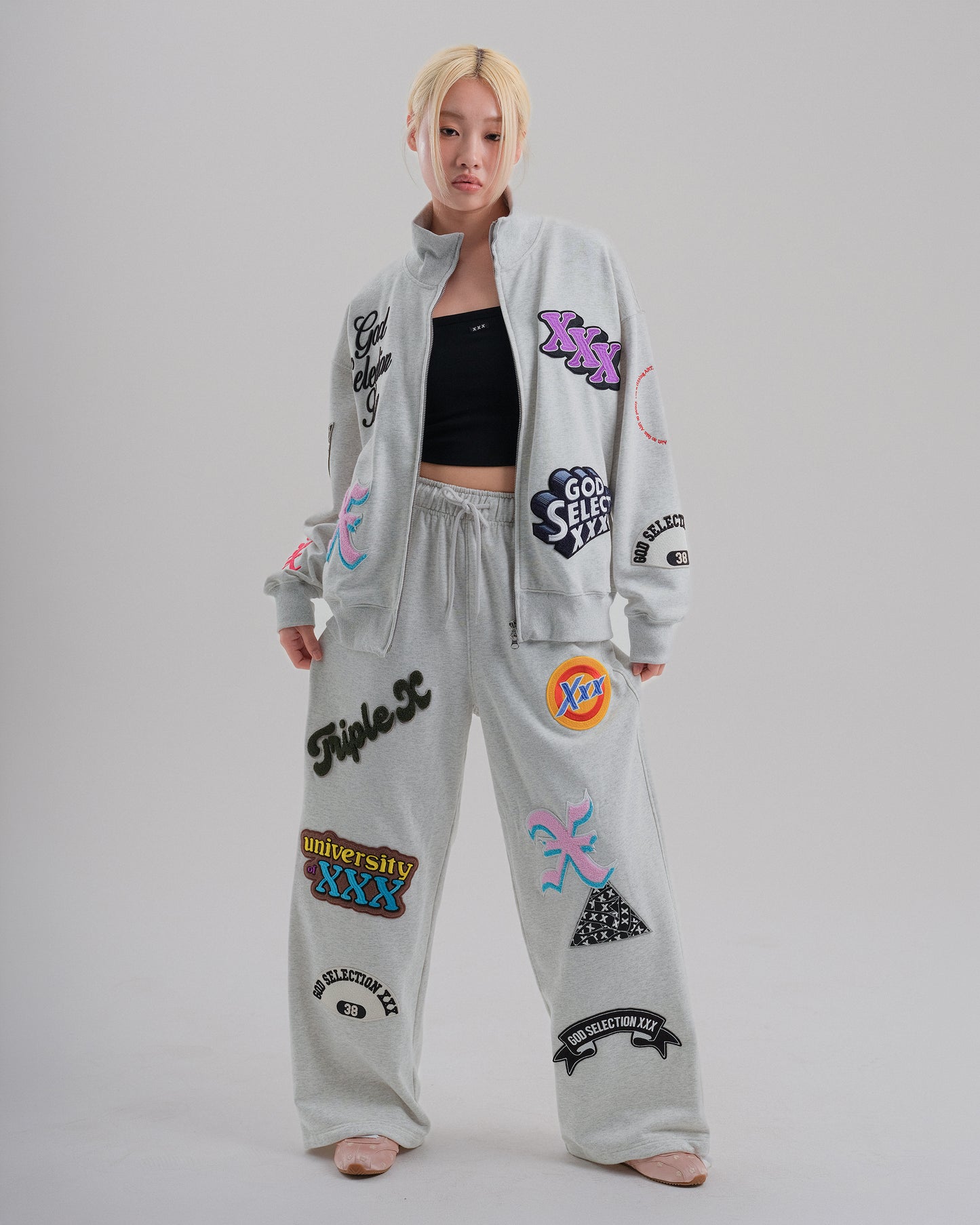 Multi-Logo Patch ZipUp HighNeck Jacket