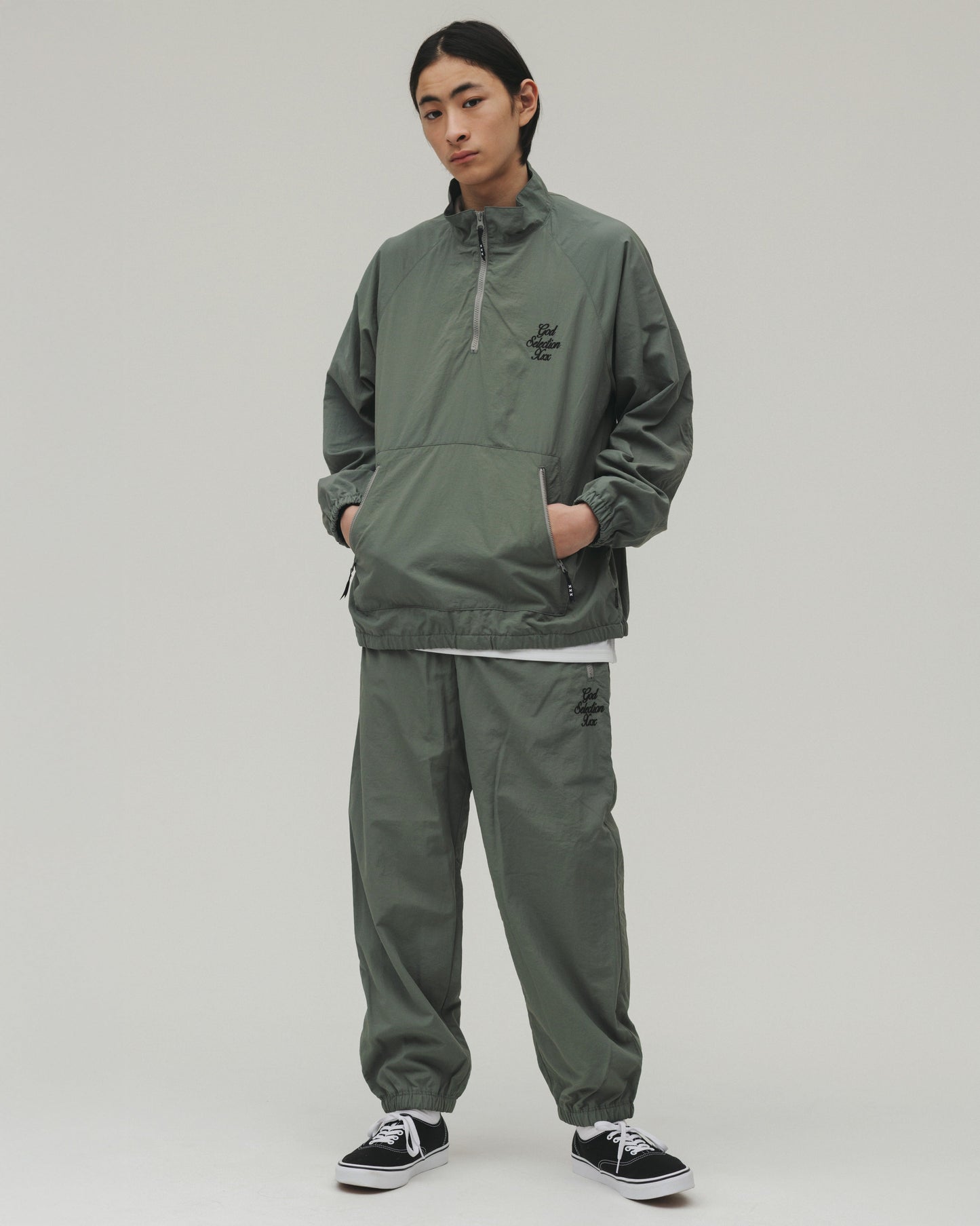 Script Logo Half Zip Nylon Jacket