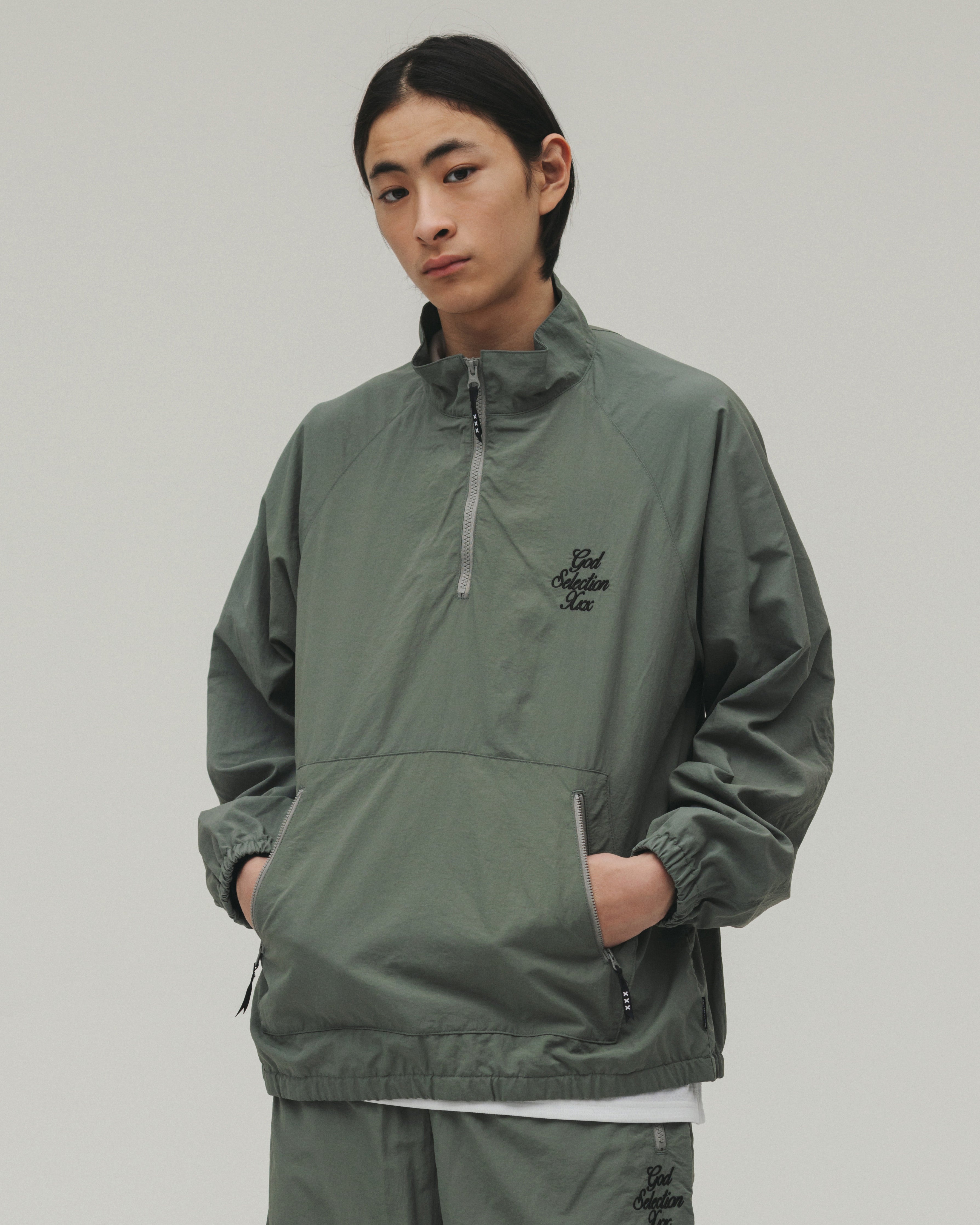 Script Logo Half Zip Nylon Jacket – GOD SELECTION XXX
