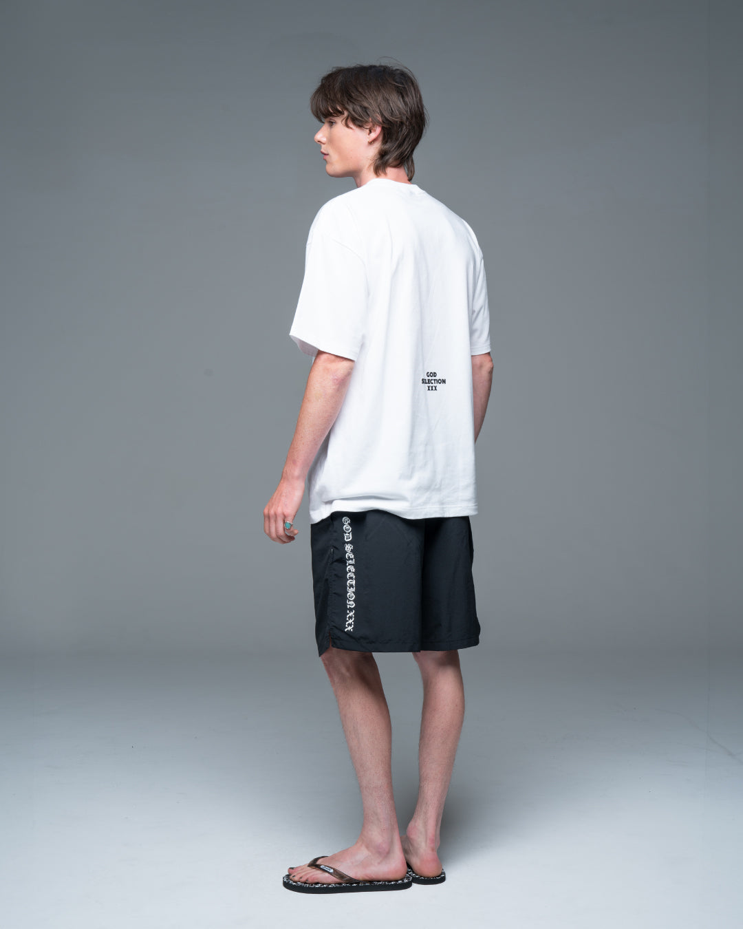Back Gothic Logo Swim Shorts