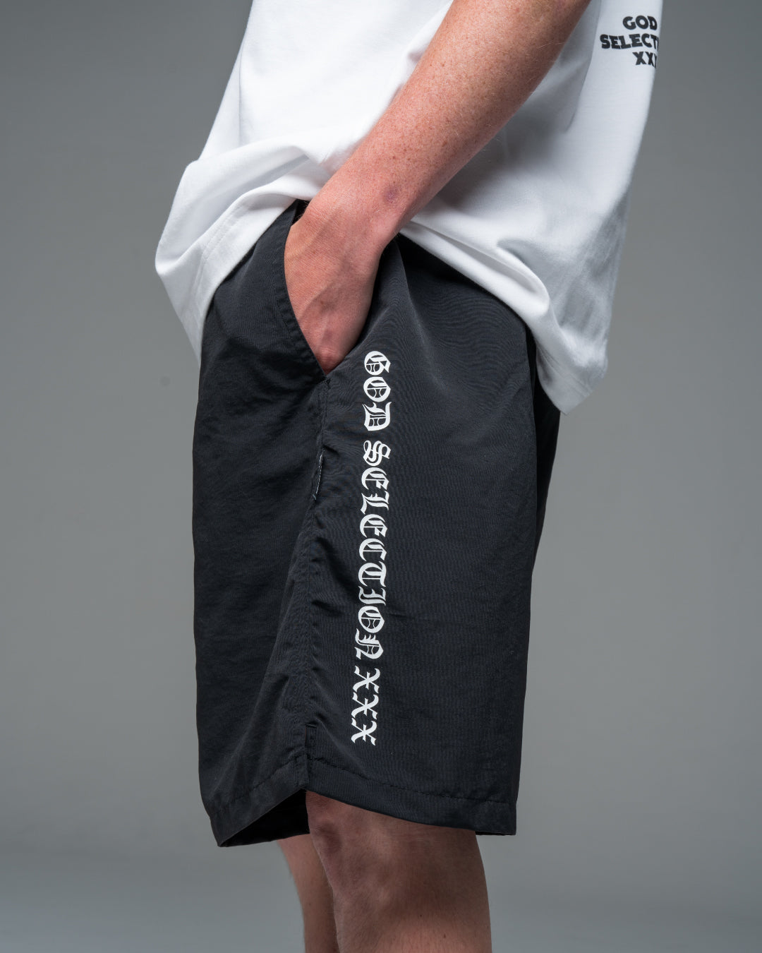 Back Gothic Logo Swim Shorts