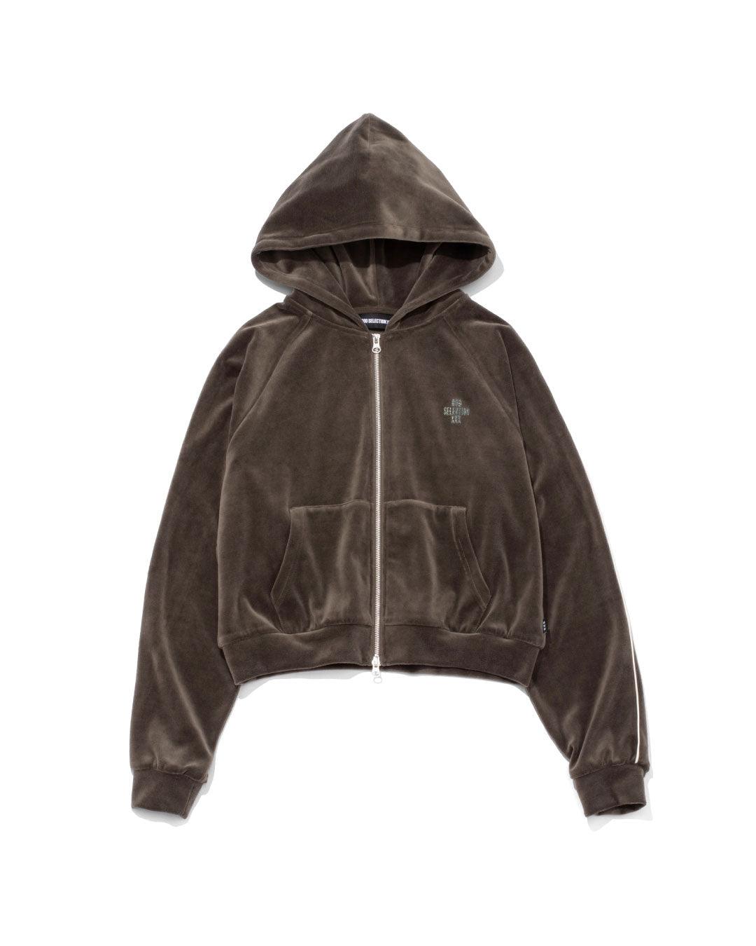 Script Logo Velour Zip-Up Hoodie