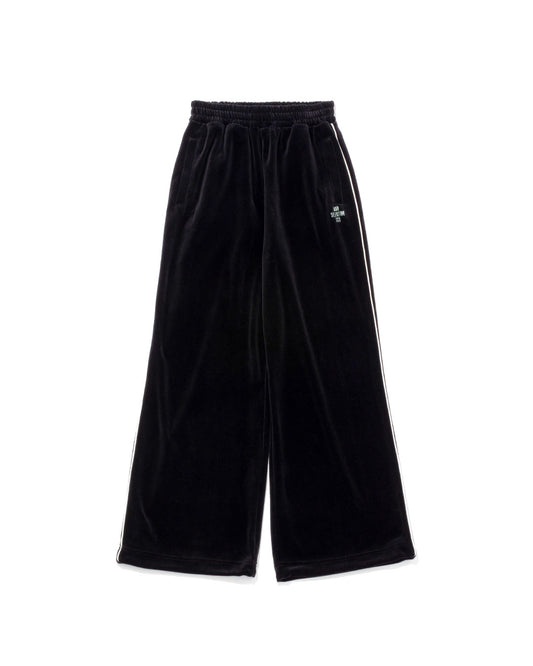 Script Logo Velour Wide-Leg Long Pants
