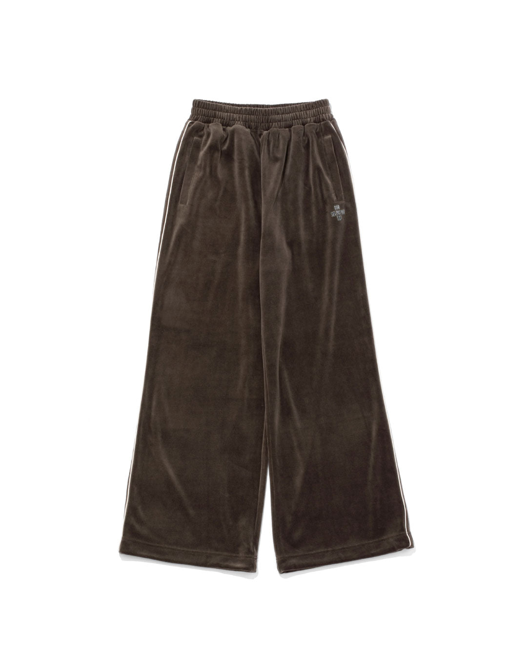 Script Logo Velour Wide-Leg Long Pants