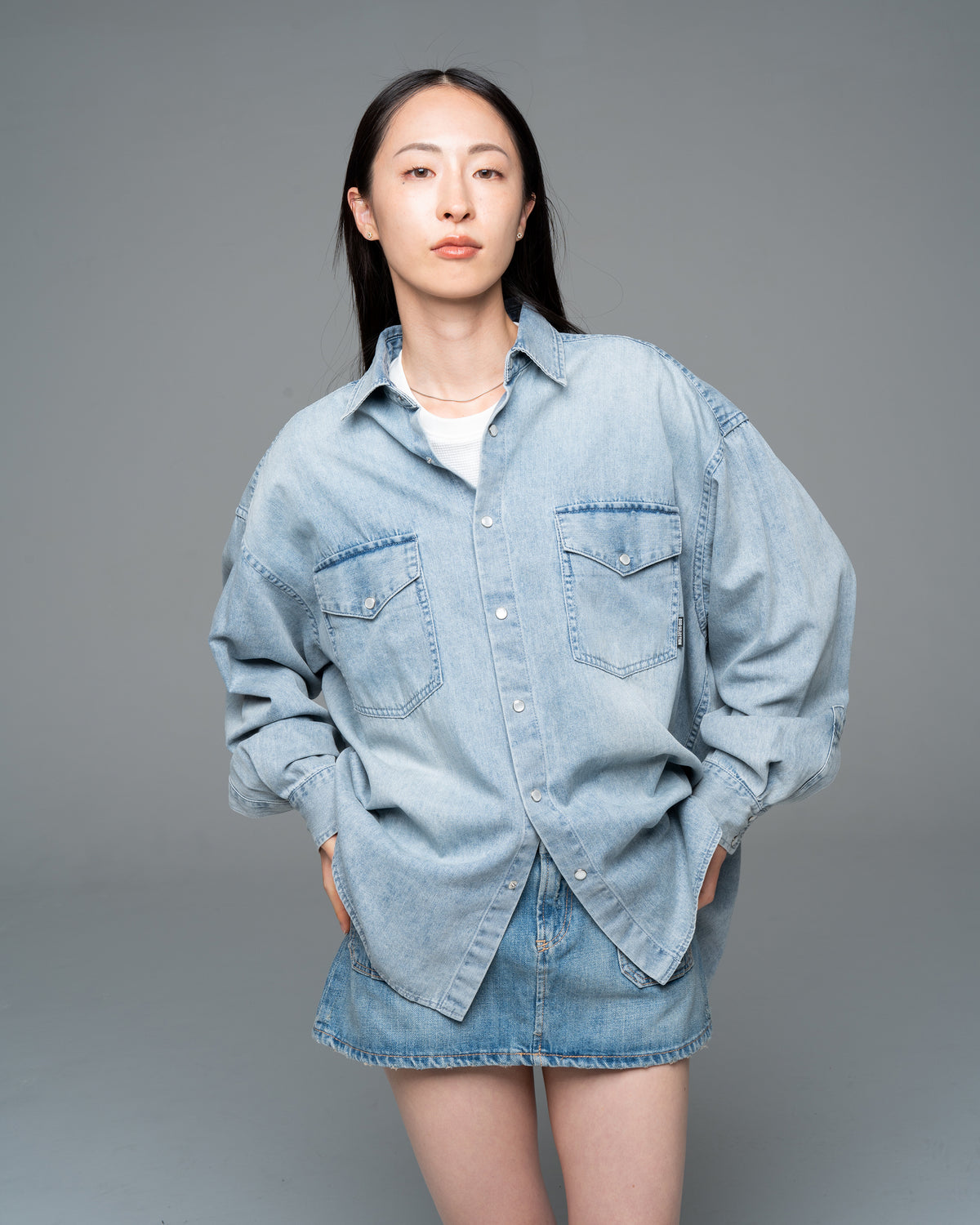 Vintage like Washed Denim Shirt