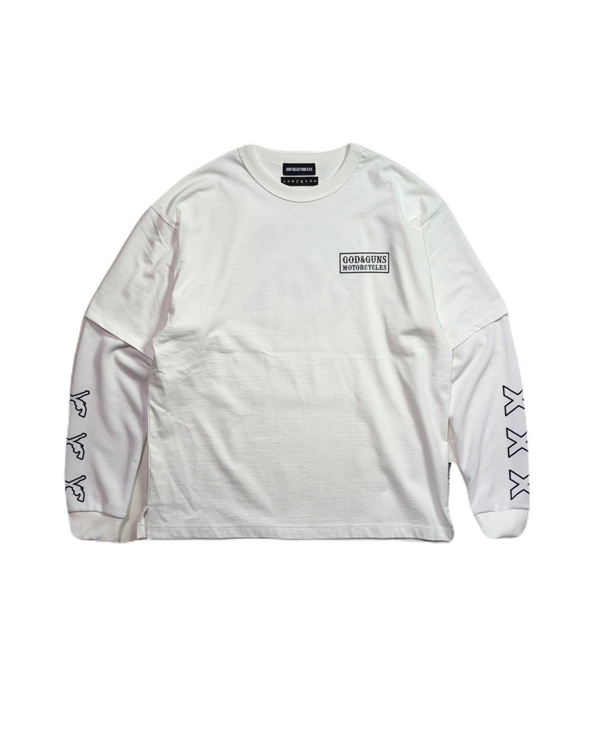 TRIPLE GUNS EMBLEM LAYERED T-SHIRT