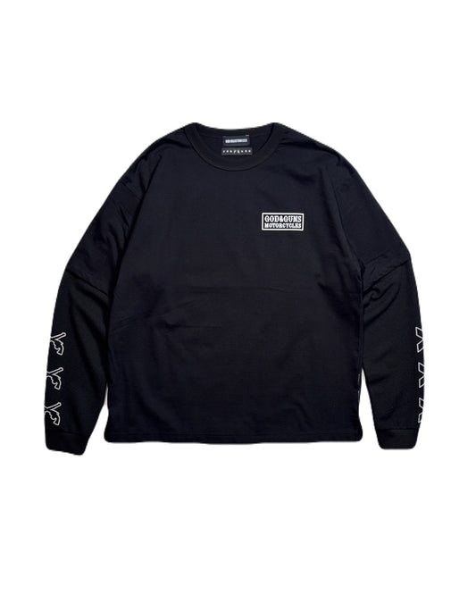 TRIPLE GUNS EMBLEM LAYERED T-SHIRT