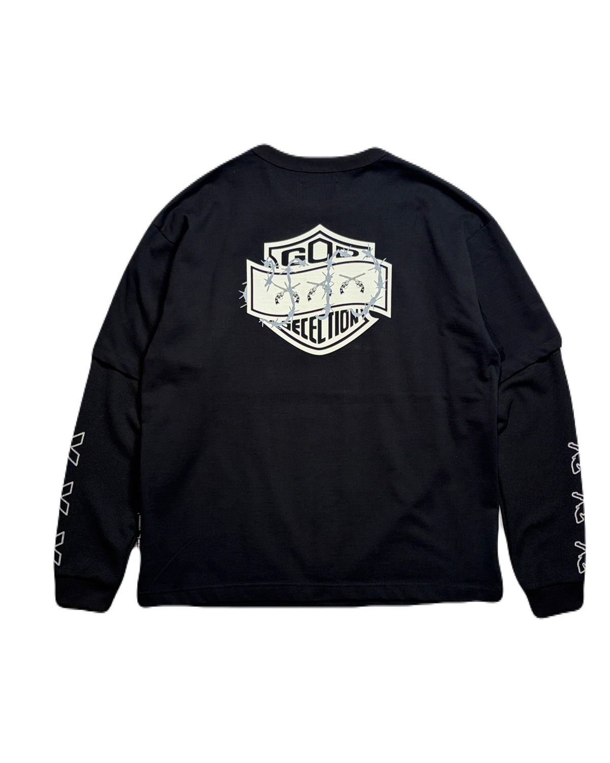 TRIPLE GUNS EMBLEM LAYERED T-SHIRT